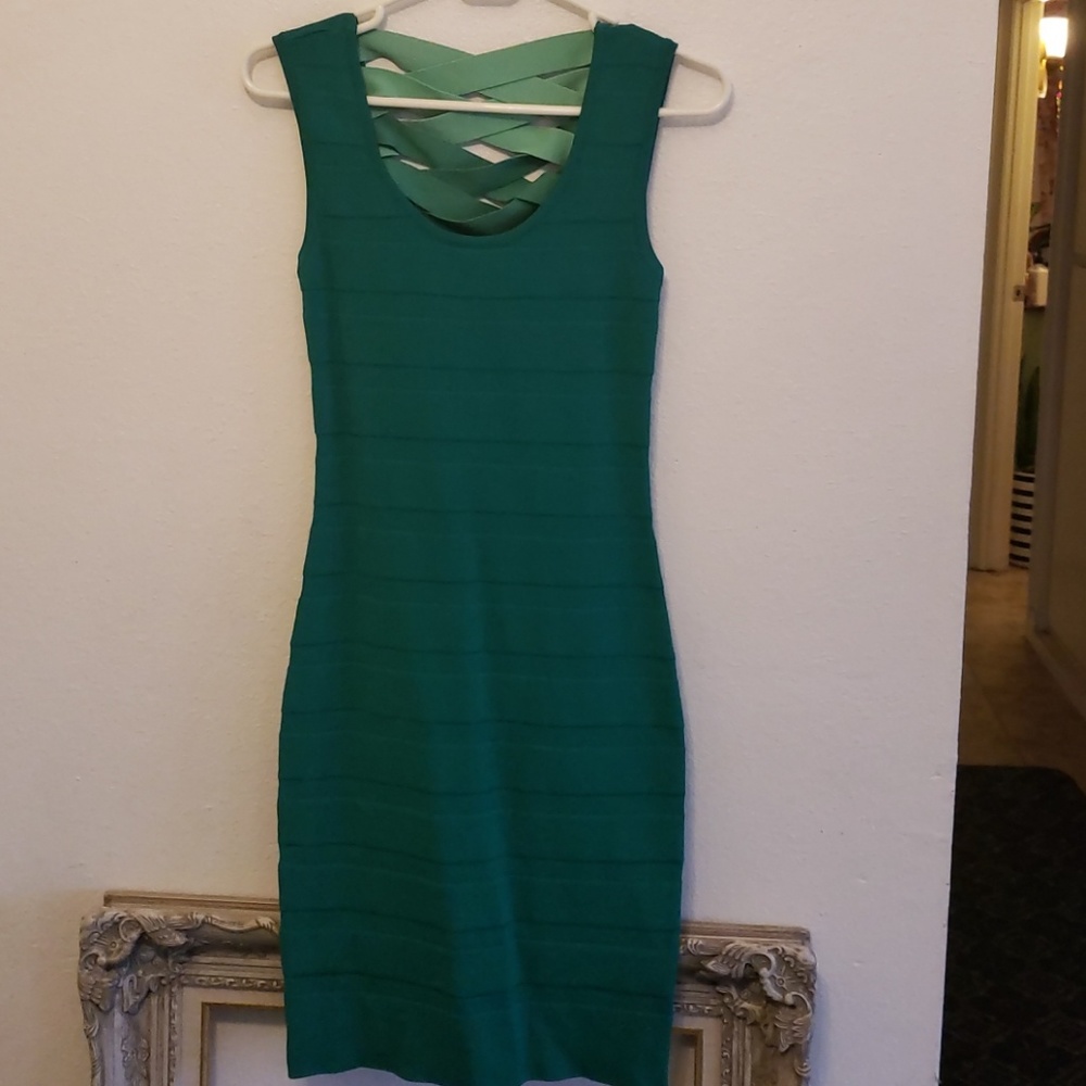 Tight green bandage dress